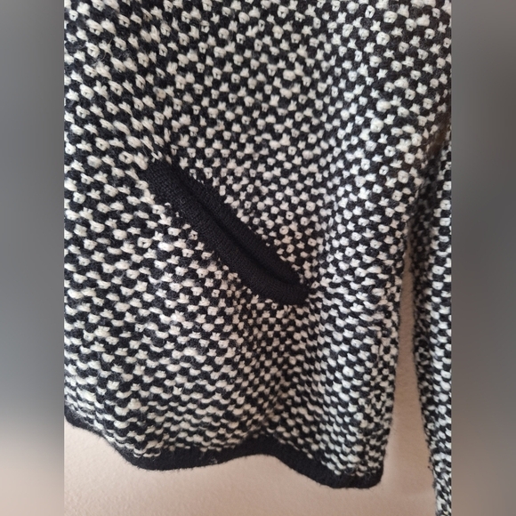 Talbots Petites Womens Zip Up Wool Blend Black/White Sweater Jacket Size M - Picture 4 of 7